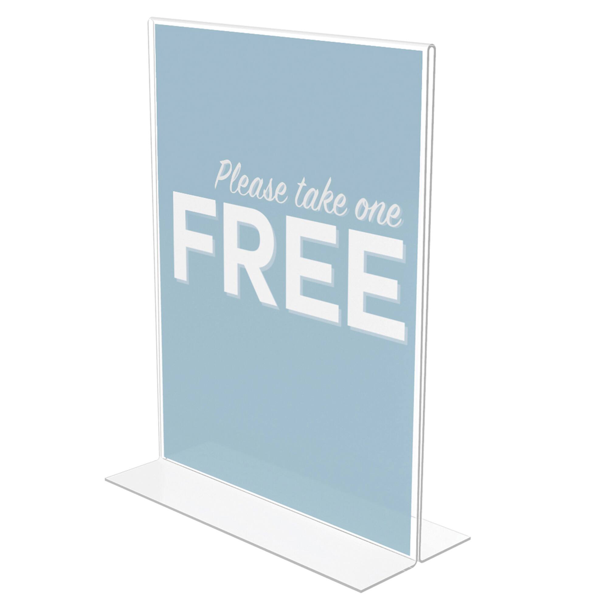 Deflecto® Classic Image® Clear Stand-Up Sign Holder, Portrait, Pack of 2
